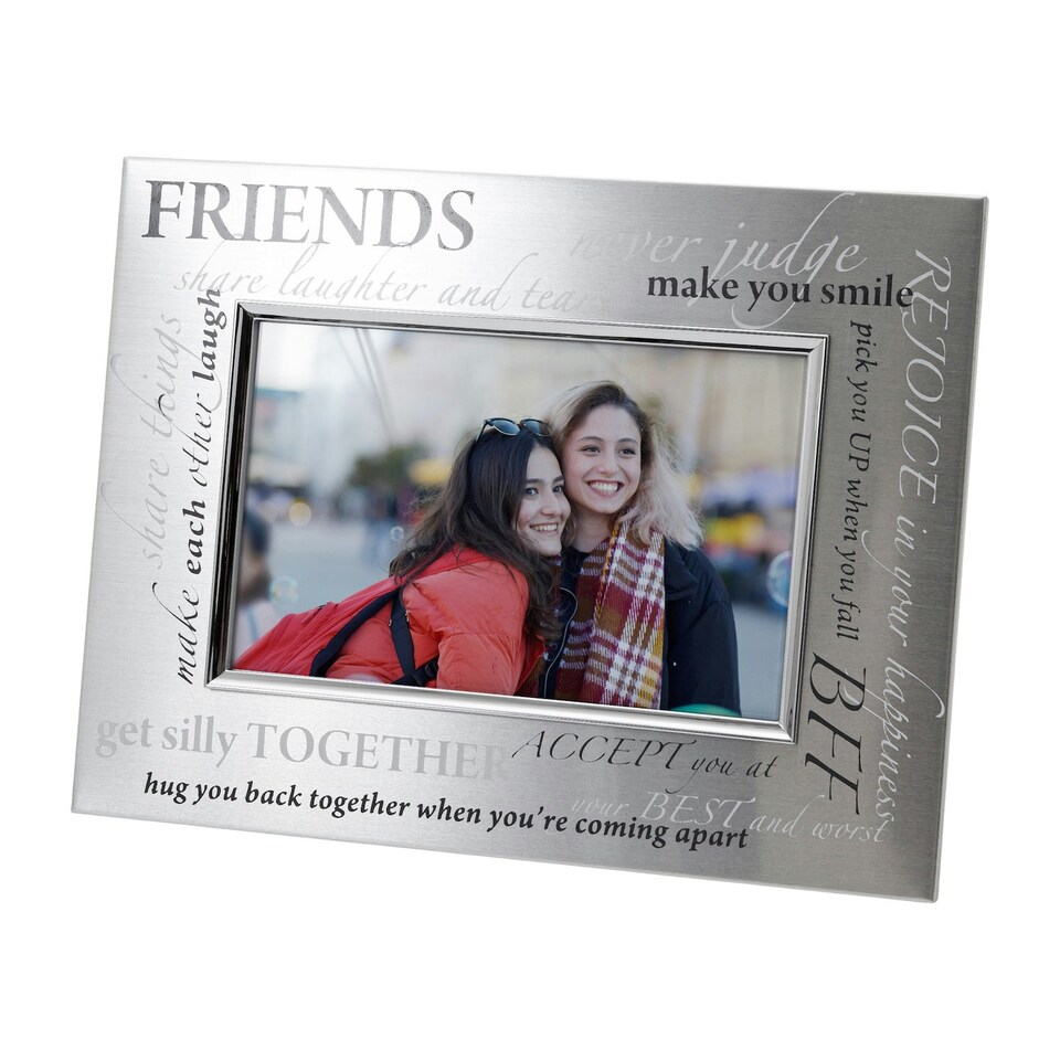 image 1 of Modern Collage Friends Themed Picture Frame in Brushed Silver Finish Silver | One Size