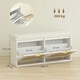 image 7 of HOMCOM Boho Shoe Bench with Padded Seat and 2 Flip-Drawers White