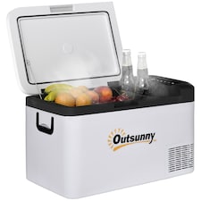 Outsunny 12V Portable Car Refrigerator with Inner LED Light Indoor Outdoor, 25L