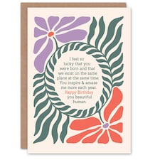 Birthday Card You Inspire And Amaze Me Groovy Floral Design