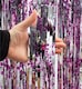 image 5 of Shimmer christmas Tinsel Curtain, 2.5M x 1M Pink
