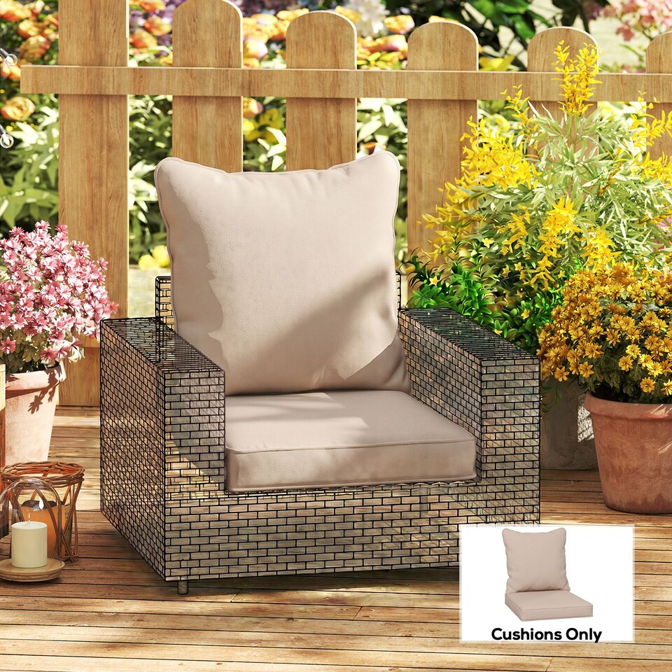 image 1 of Outsunny Cushion Set with Seat & Back Pad, CUSHION ONLY, Beige