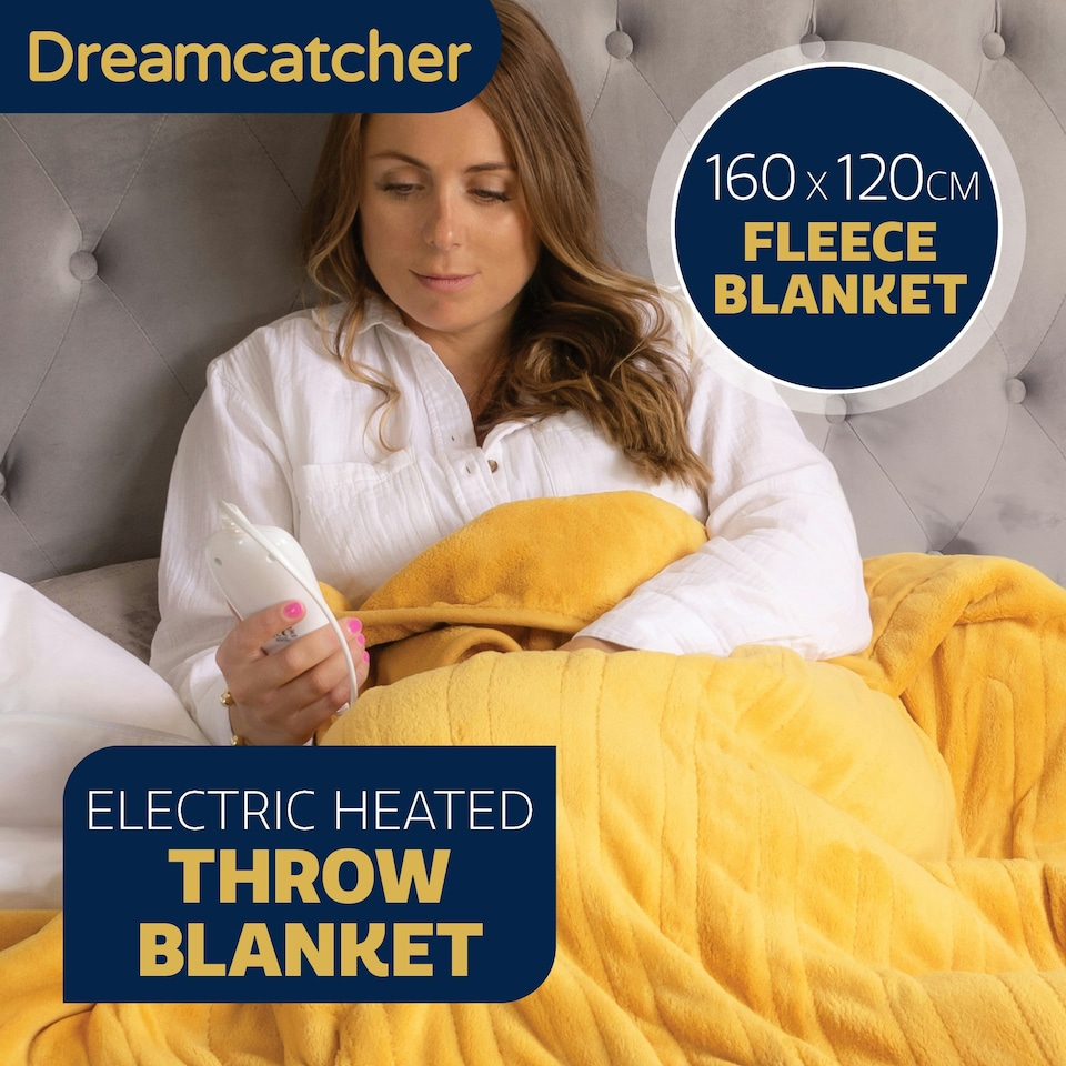 image 1 of Dreamcatcher Gold Soft Microfleece Electric Blanket Heated Throw 160x120cm | Gold | Gold | One Size | 1