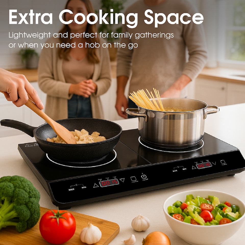 image 1 of Abode Portable Induction Hob Double Digital with Touch Control 2800W AINDH2003