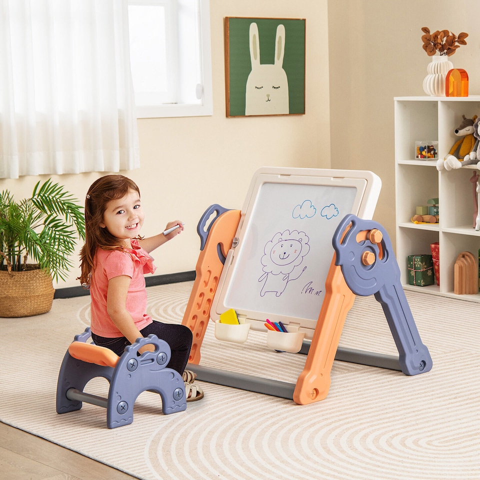 image 1 of COSTWAY 6-in-1 Kids Play Table and Chair Set Multi