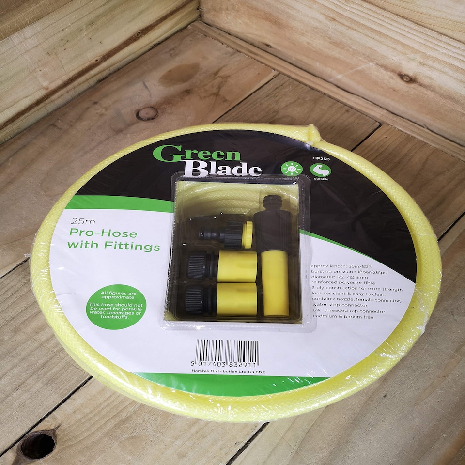 image 1 of 25m Professional Garden Hose Pipe / Hosepipe in Yellow with Fittings | Yellow | Yellow