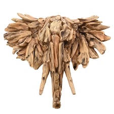 Naturecraft Resin Driftwood Collection Large Elephant Head Wall Art Brown