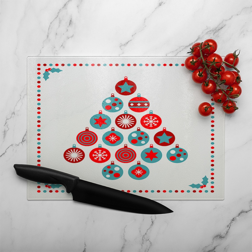 image 1 of Seasonal Christmas Dining Glass Chopping Board | Multi