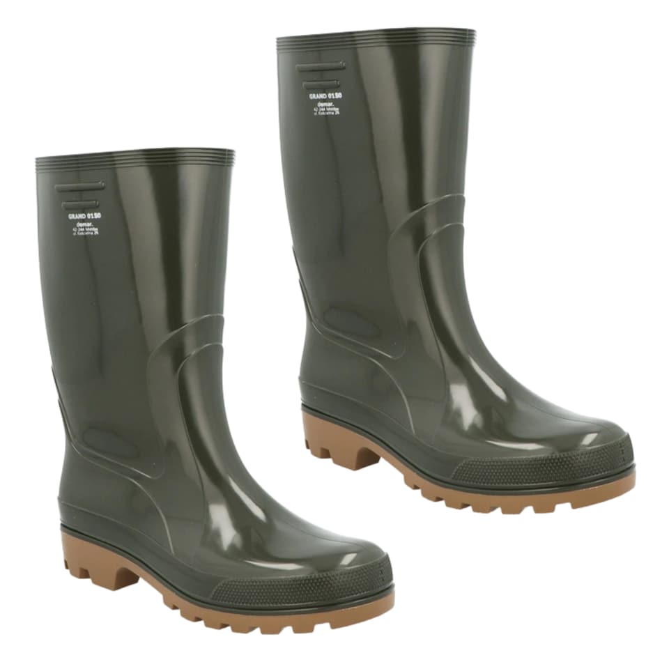 image 1 of Grand Men's Olive Green Waterproof PVC Wellies with Heel Energy Absorption EU42