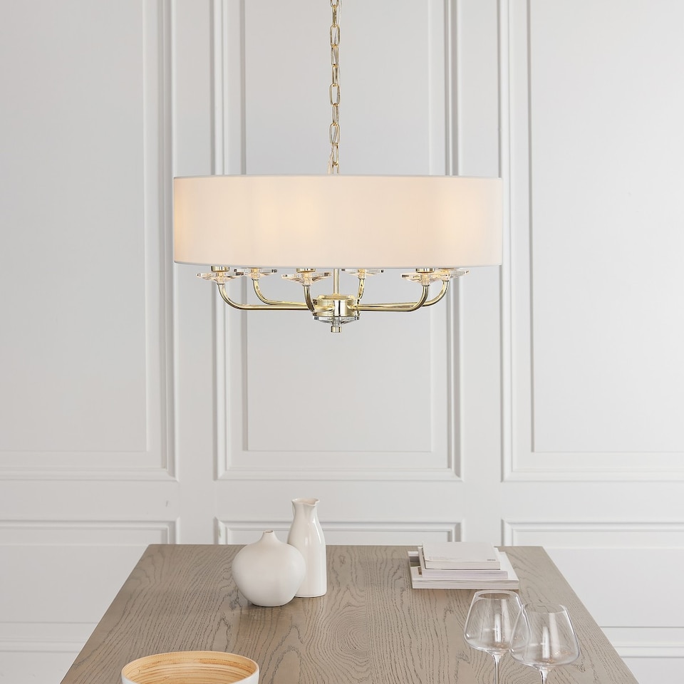 image 1 of Nixon 6 Light Multi Arm Ceiling Pendant Brass, E14