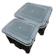 image 3 of 2 x Stackable 24 Litre Black Plastic Storage Containers With See Through Transparent Lids For Home/Office Black