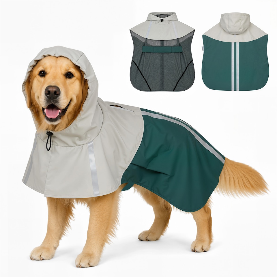 image 1 of PawHut Dog Raincoat with Hood, Dog Rain Jacket, for Large Dogs, L