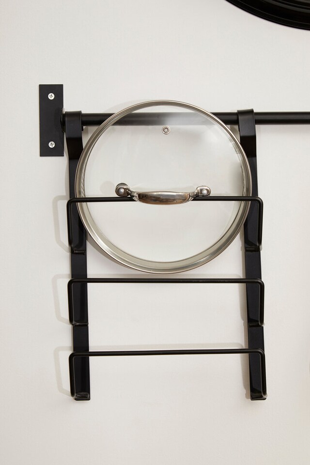 image 1 of Sorello Matt Black Hanging Pan Lid Rack | Black