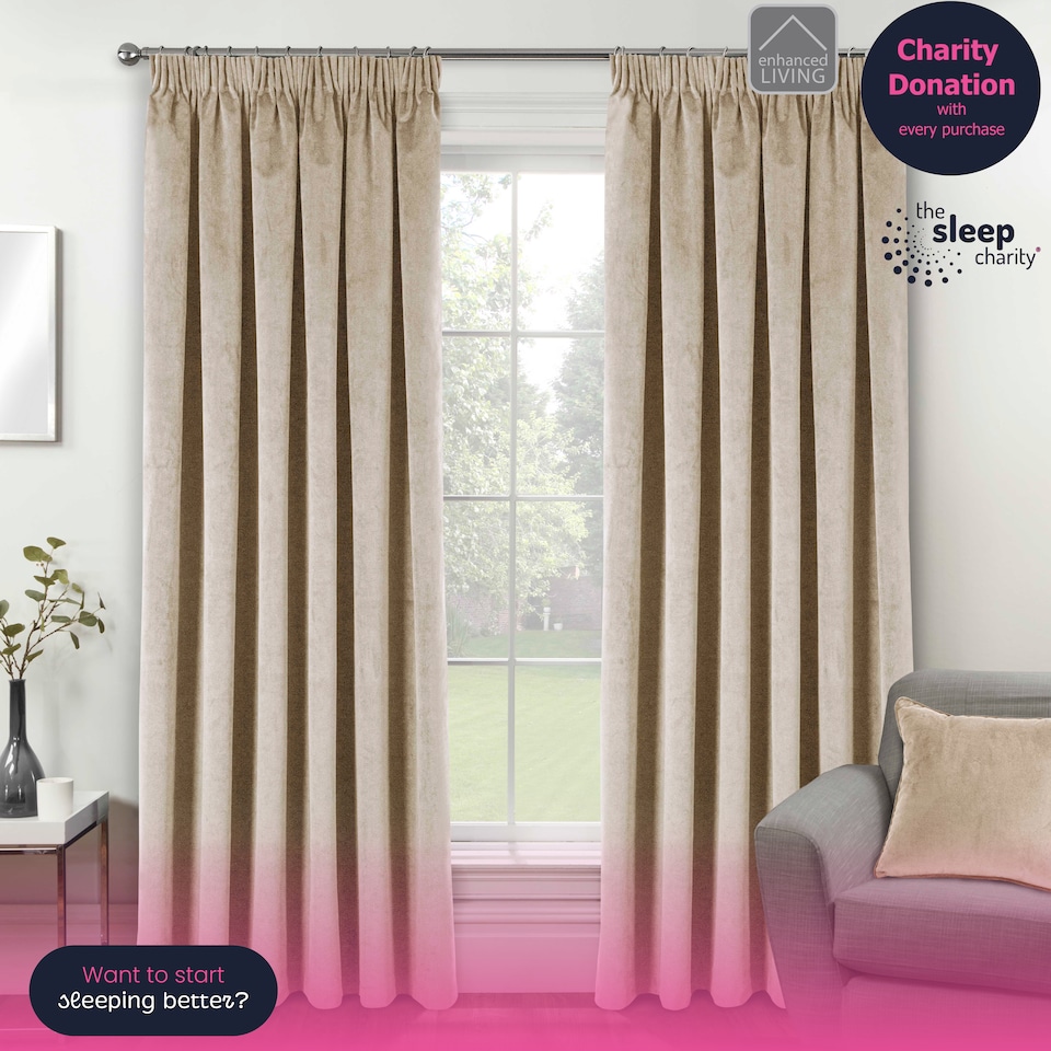 image 1 of Luxury Enhanced Living Cream Velvet, Supersoft, Blackout, Thermal Curtains with Tape Top (PAIR) - 46 x 72 inch (117x183cm)