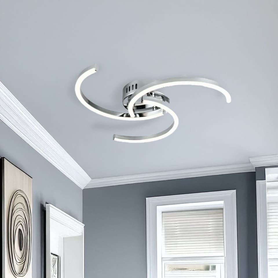 image 1 of Curve - Chrome LED Flush Ceiling Light | Chrome | 1
