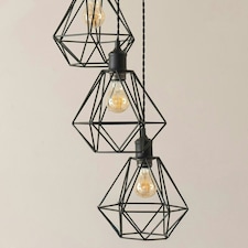 ValueLights Diablo Geometric Shade 3 Drop Cluster Matte Black Ceiling Pendant Light Black