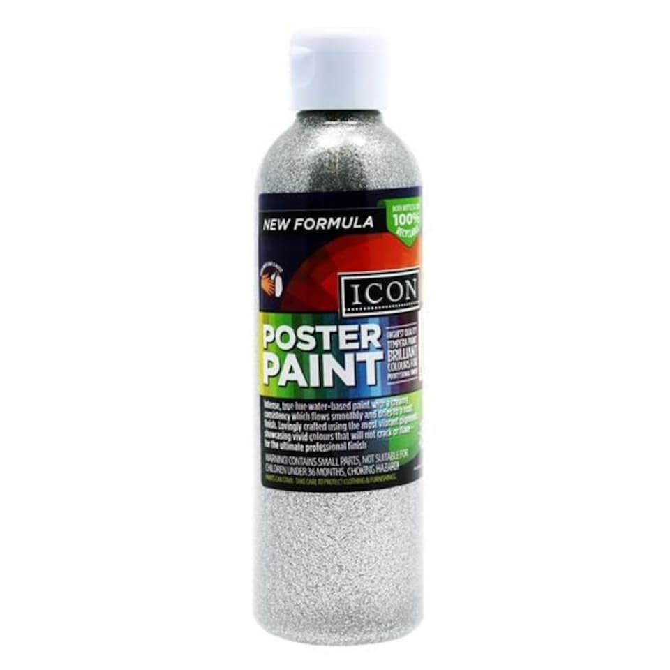 image 1 of 300ml Silver Glitter Poster Paint by Icon Art