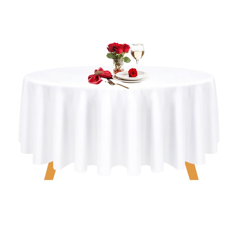 image 1 of Round Polyester Tablecloth, Premium Linen Table Cover - 108 Inch