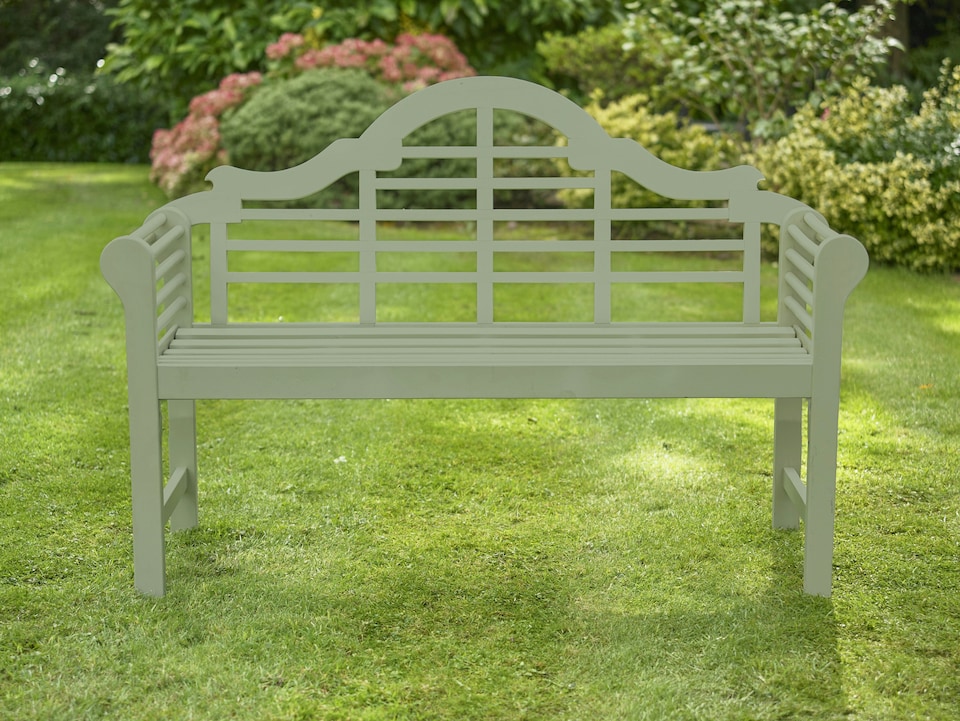 image 1 of Greenhurst PU Painted Lutyens Style Wooden Garden Bench - Sage Green | Green | Sage Green
