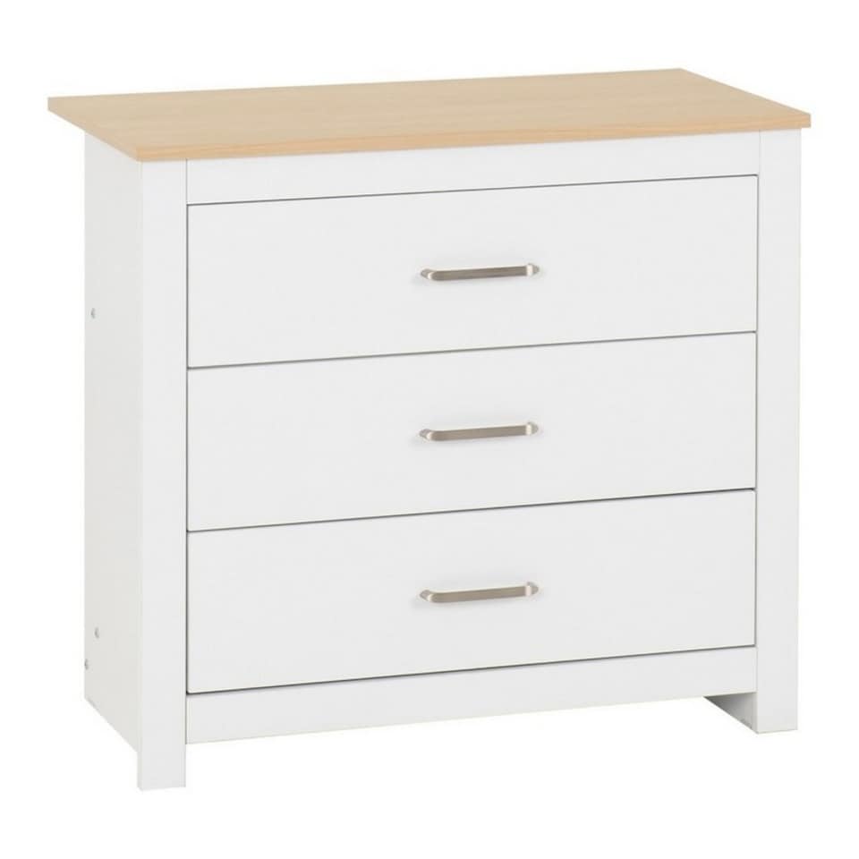 image 1 of Portland 3 Drawer Chest - L40 x W80 x H71.5 cm - White/Oak Effect