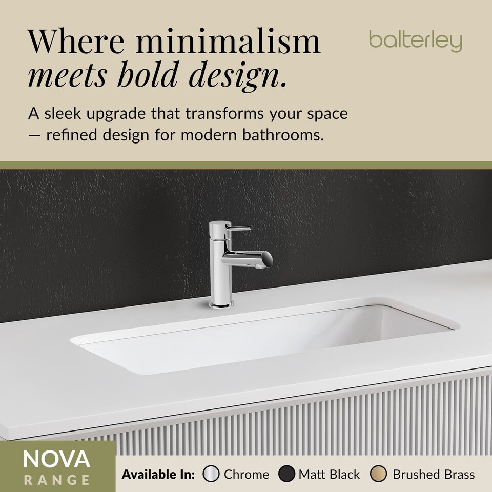 image 1 of Balterley Nova Mono Basin Mixer with Push Button Waste, 1-Handle Deck Mounted Tap | Silver | Chrome | 1