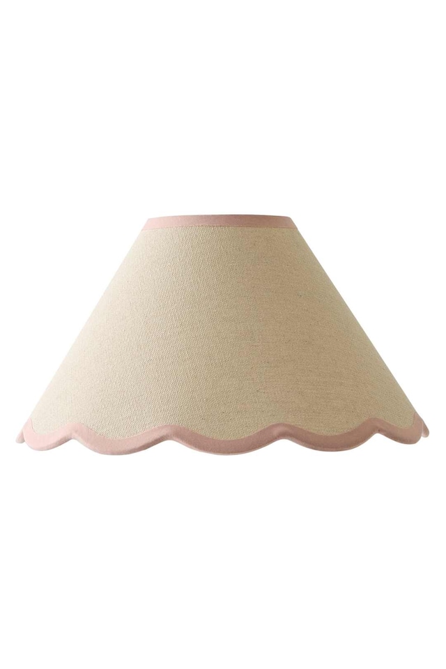 image 1 of ValueLights Florie Natural Small Taper Lamp Shade Scallop Pink Trim & Bulb | Pink