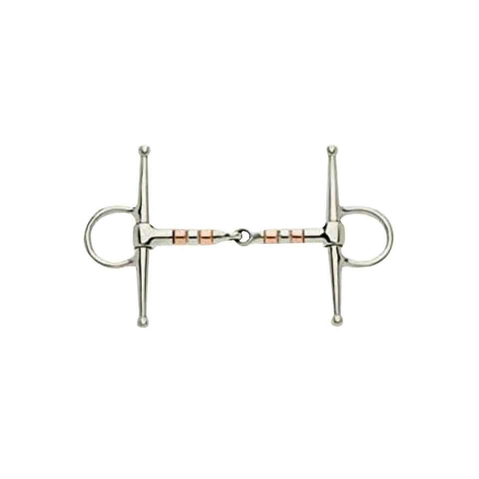 image 1 of Lorina Copper Roller Full Cheek Jointed Snaffle - Silver/Copper - 6in