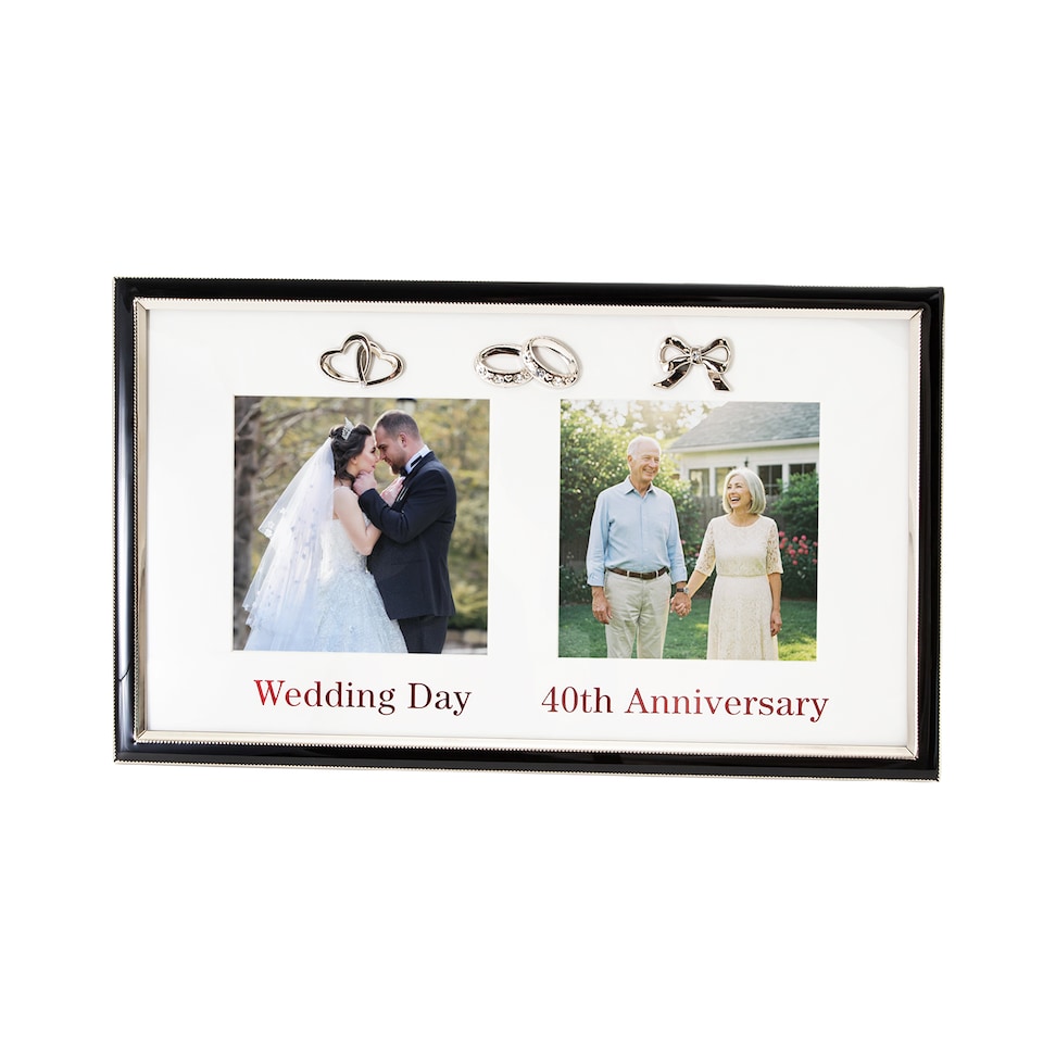 image 1 of 40th Anniversary & Wedding Frame with Silver & Black Icons | Silver | One Size
