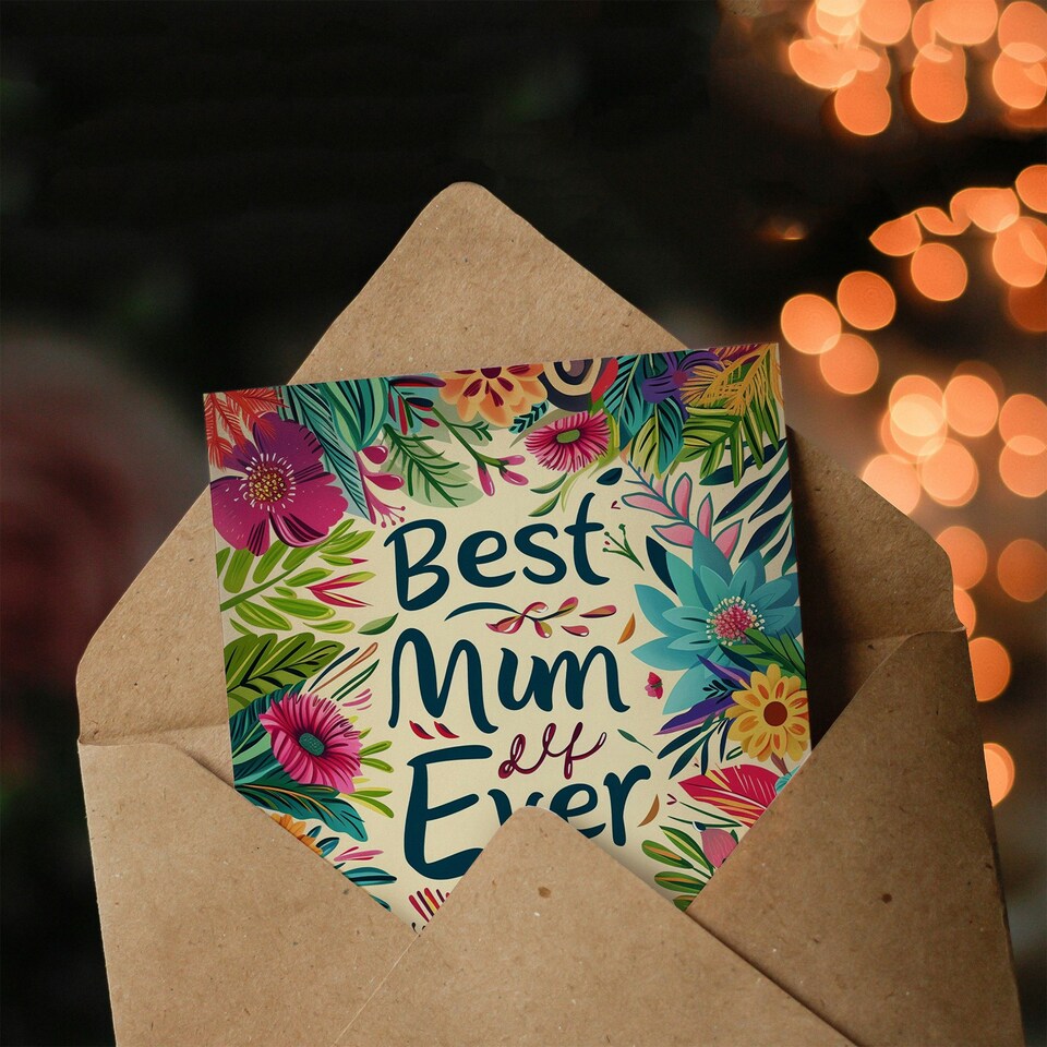 image 1 of Mothers Day Card Best Ever Tropical Flowers Mum Card