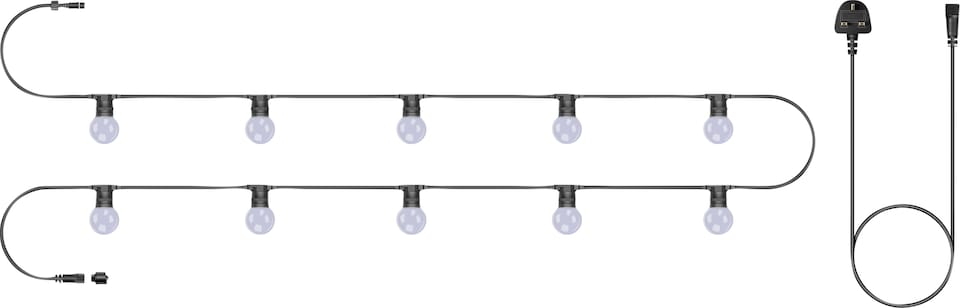 image 1 of Festoon Black Rubber IP65 10m/10x2w Warm White Opaque lamp