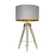 image 3 of ValueLights Clipper Tripod Painted Black Table Lamp with Medium Grey Drum Shade and LED Bulb | Black