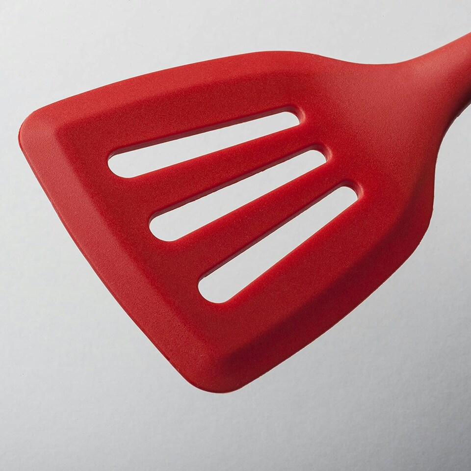 image 1 of Zeal Silicone Flexible Slotted Kitchen Turner, 30cm, Red