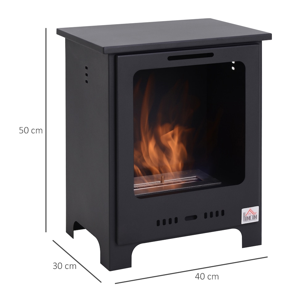 image 1 of HOMCOM Free Standing Bio Ethanol Fireplace Heater with 0.9L Tank for Home Black