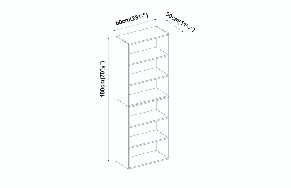 image 1 of Wide 6-Tier Bookcase | Black | 1