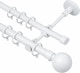 image 1 of Lister Cartwright Double Curtain Extendable Pole Set with White Ball Finials- 19mm & 28mm Metal Poles(120- 320 cm)