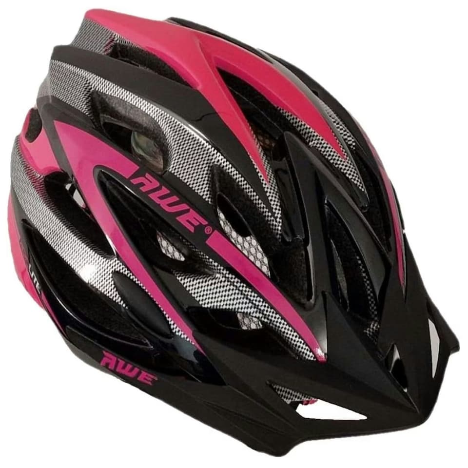 image 1 of AWE AweAeroLite In Mould Adult Bike Helmet Black/Pink Medium 55-58cm Crash Guarantee* | Black | Pink