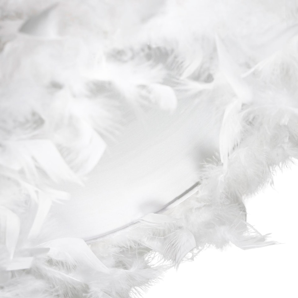 image 1 of Modern Designer Real White Feather Drum Lamp Shade with Inner Cotton Lining | White | White | 1