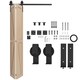 image 1 of HOMCOM 4FT 122CM Bi-Folding Sliding Barn Door Hardware Track Kit, Heavy Duty Sliding Door Kit for 2 Doors with J Shape Hanger | Black | Black