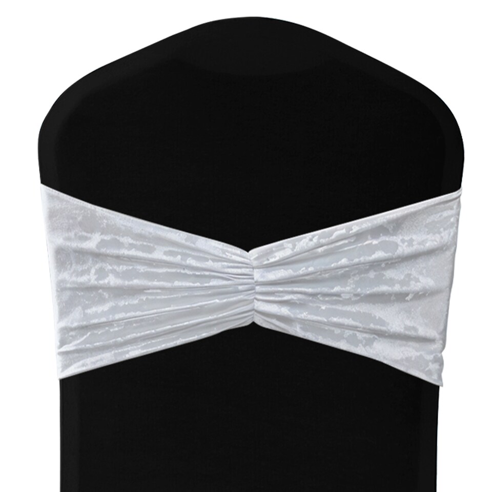 image 1 of Crushed Velvet Chair Band, Glitz Shiny Fabric Sashes - 1pc