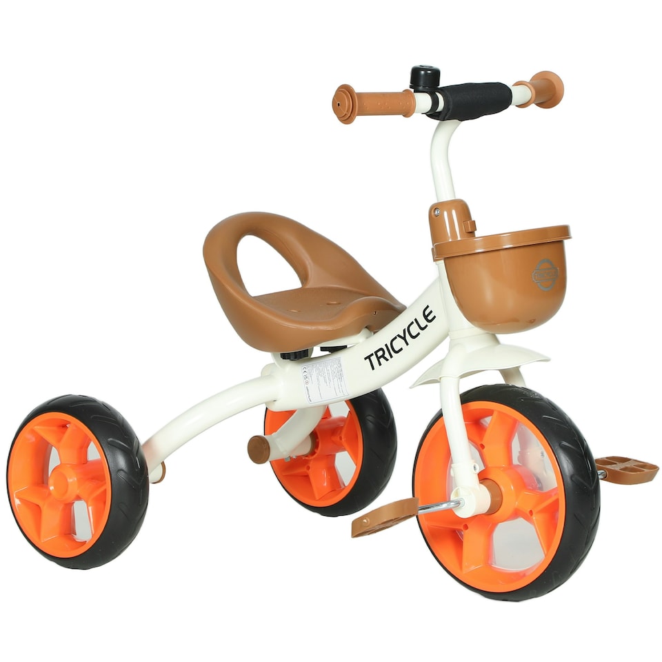 image 1 of Toddler Tricycle with Front Basket for Ages 2-5 Years Boys and Girls, Orange