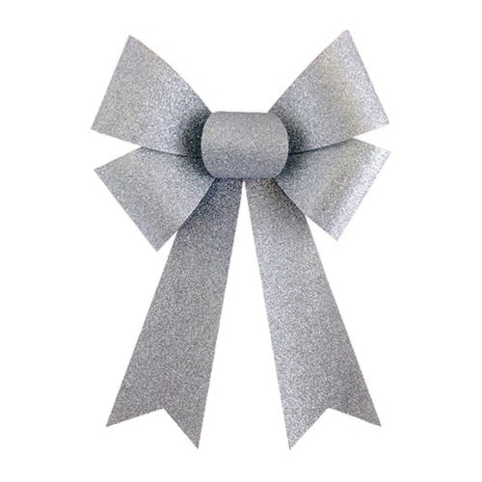 Silver Glitter Large Christmas Gift Bow 30cm