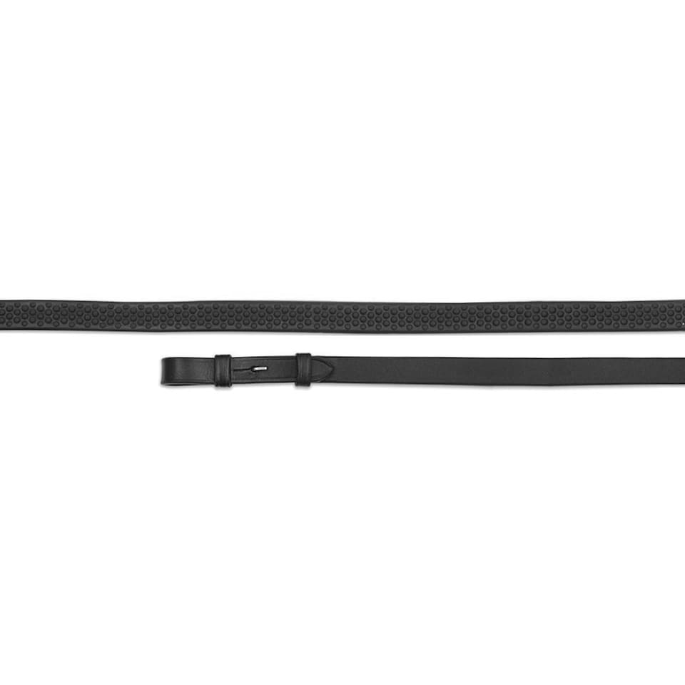 Aviemore Soft Leather Horse Rubber Reins - Black - 48in x 0.5in
