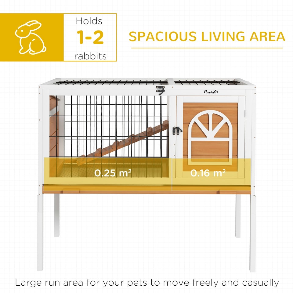 image 1 of PawHut Wooden Rabbit Hutch, Small Animal House w/ Removable Tray, Openable Roof