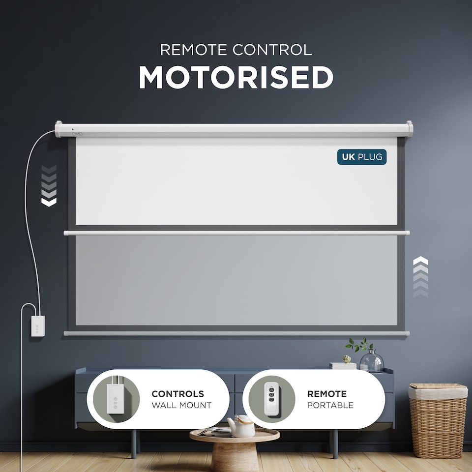 image 1 of 84" Electric Motorised Projector Screen with Remote & Wall Mount