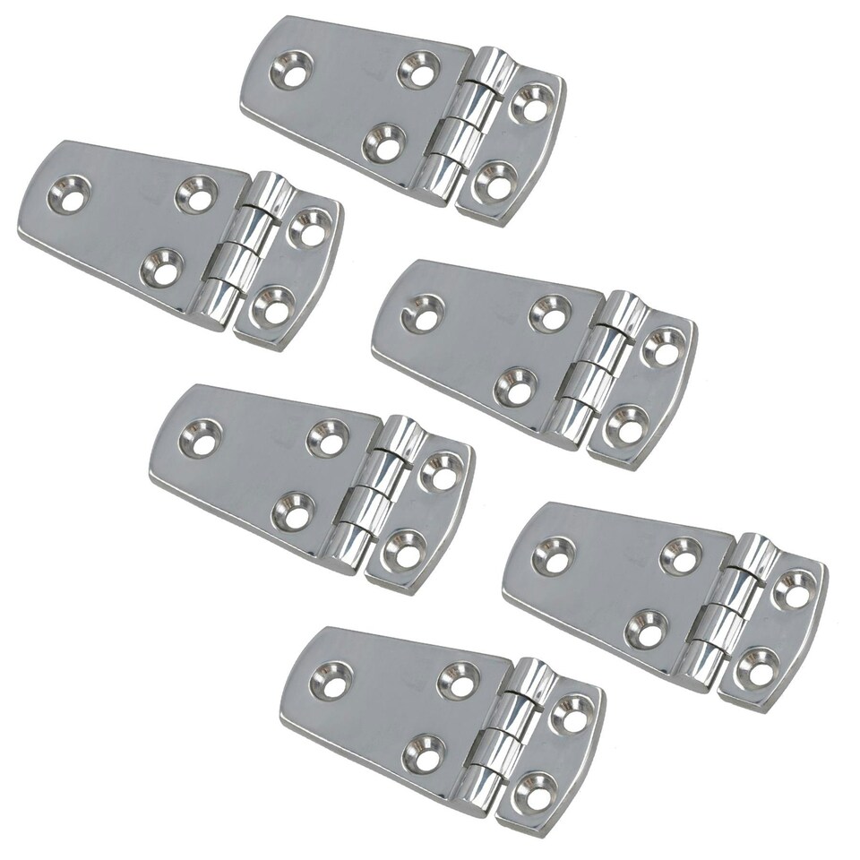 image 1 of Polished Door Hinge 6 Pack Stainless Steel 76mm x 38mm 316 Marine Cabin Hatch Silver