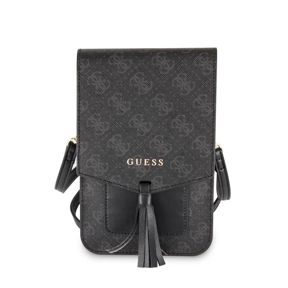 image 1 of Guess 4G Universal Wallet Phone Bag With Strap Black - GUWBSQGBK