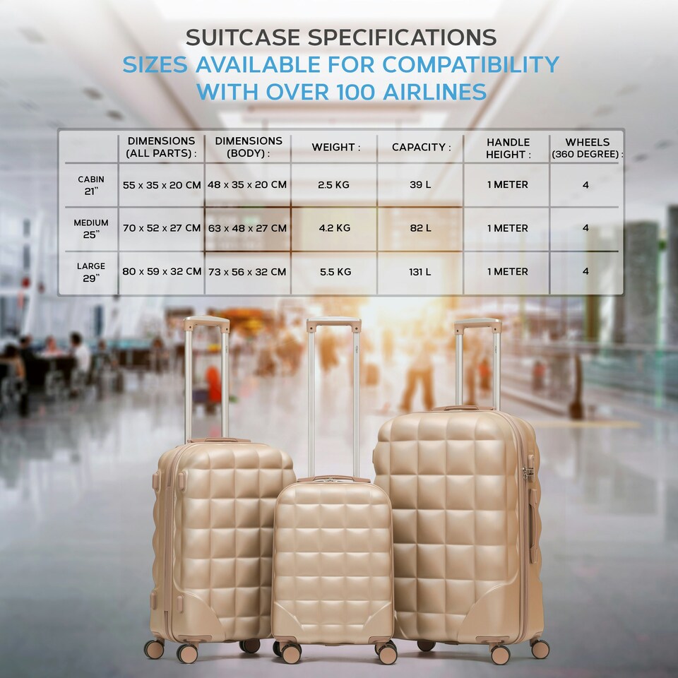 image 1 of Flight Knight Bubble Suitcase Ryanair easyJet Jet2 Approved 8 Wheel Hardcase Suitcases Cabin or Medium & Large Check-in Sizes | Cream | Champagne | Medium