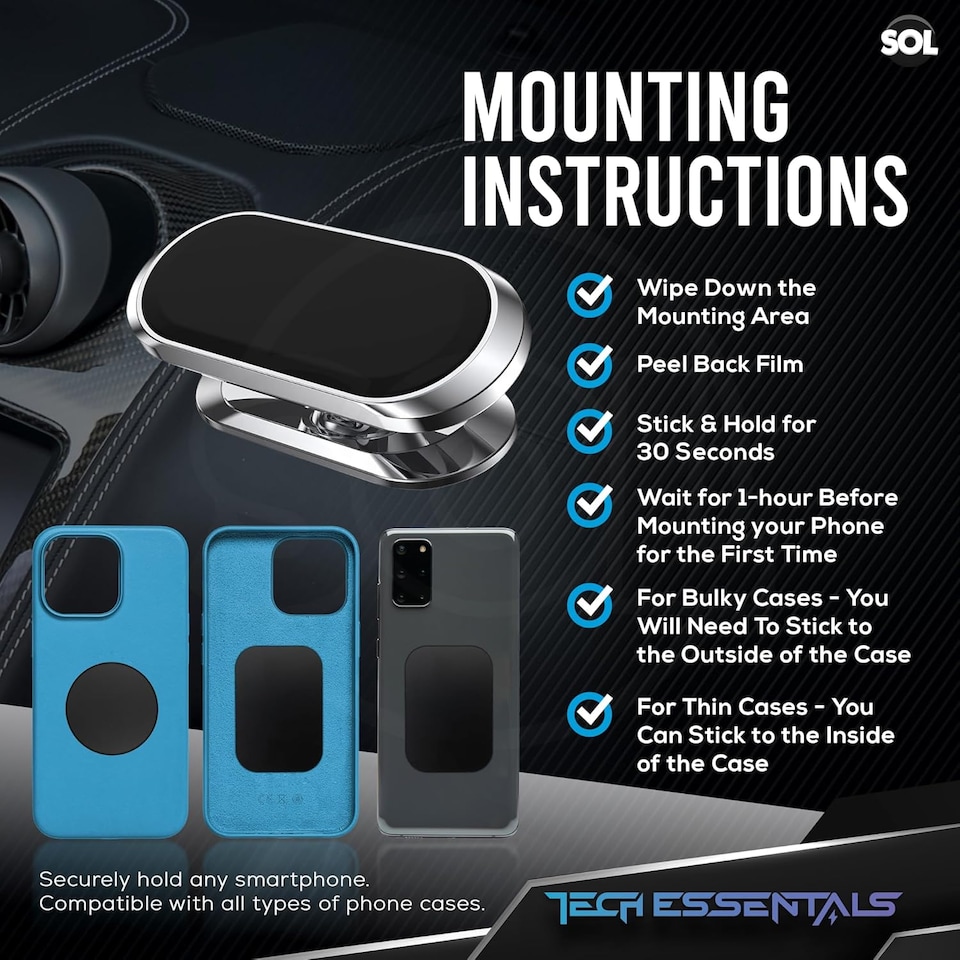 image 1 of Magnetic Phone Holder for Car – Mini Air Vent Mount with Strong Adhesive, Secure Magnet Stand for Smartphones, Safe Driving Use