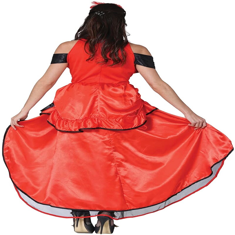 image 1 of Fancy Dress Adult Can-Can Lady Red Black - S