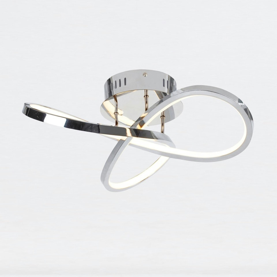 image 1 of First Choice Lighting Set of 2 Polished Chrome LED Loop Flush Fittings Chrome